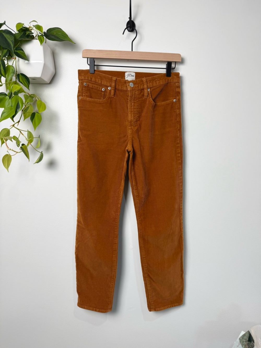 J. Crew 9" Vintage Straight Corduroy Pant Garment Dyed Golden Burnt Orange 27